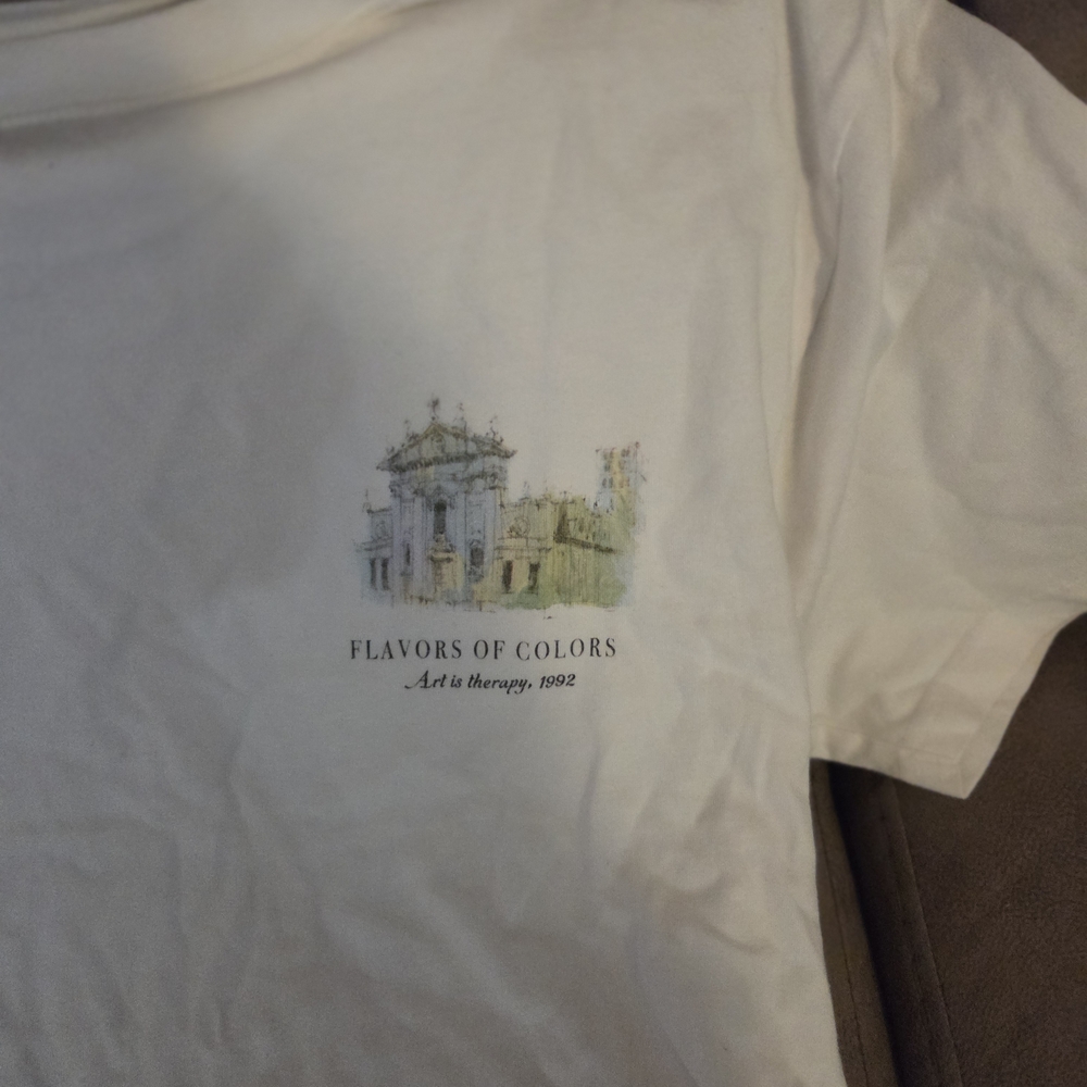 T-Shirt, Cream Short Sleeve Tee "Flavors Of Colors"